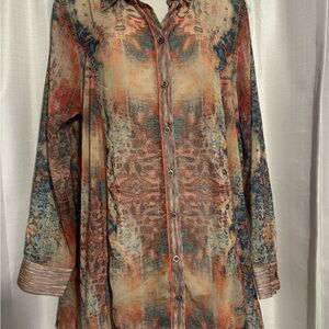 Multicolor Abstract Sheer Women's Top